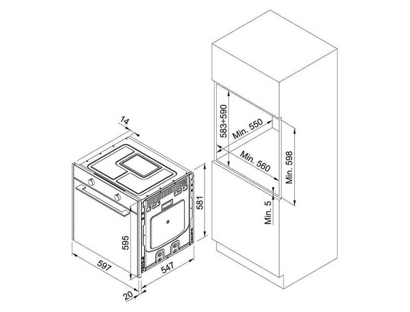 Размер шкафа под встроенную духовку
